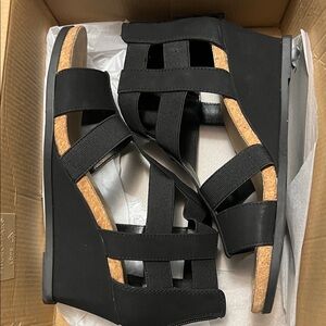 Black Wedge Sandals